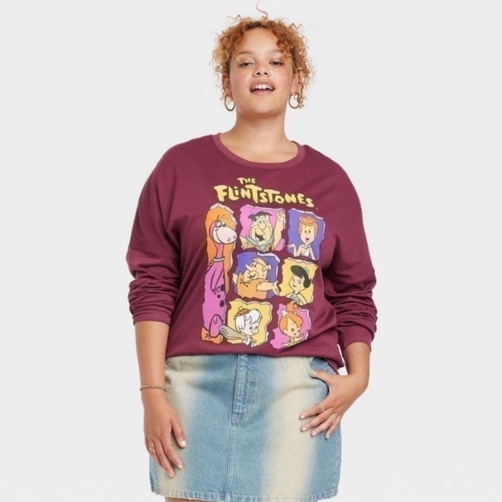 NWT Flintstones Maroon Sweatshirt